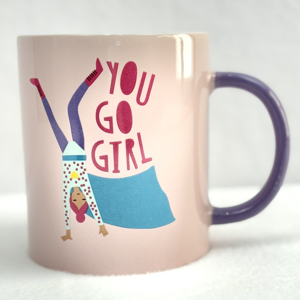 Holiday Home You Go Girl Giant Coffee Mug Pink Purple Handstand Blue Cape Mug
